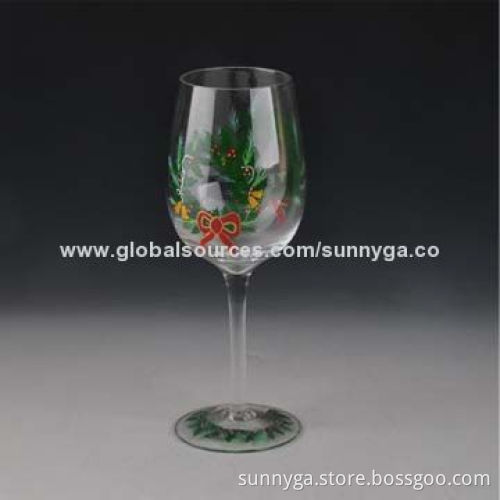 New Arrival Hand Paint Wine Glass with 400mL Capacity, 75mm Bottom Diameter